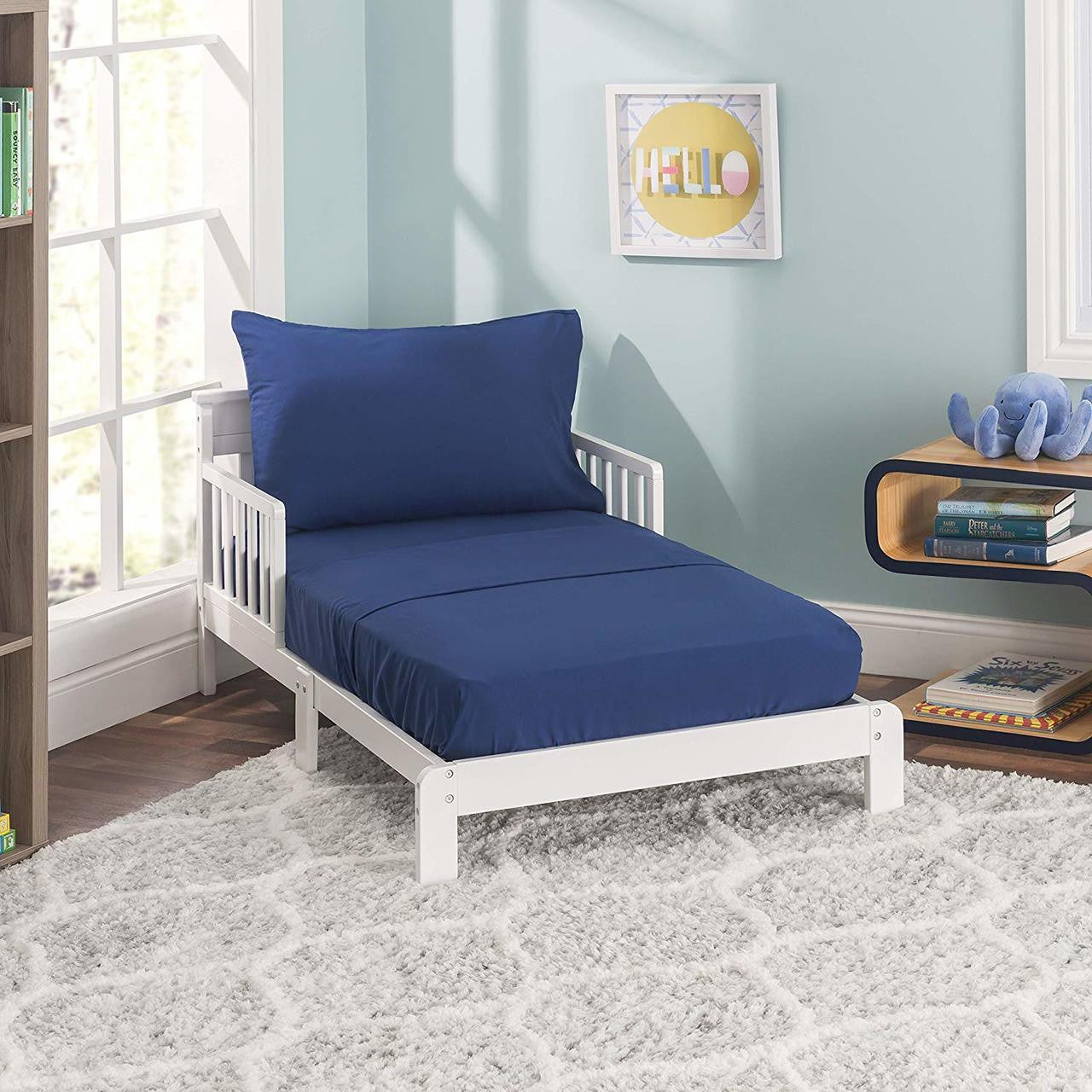 Everyday Kids 4 Piece Toddler Bedding Set - Solid Navy