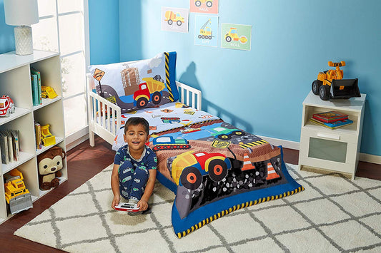 Everyday Kids 4 Piece Toddler Bedding Set - Under Construction