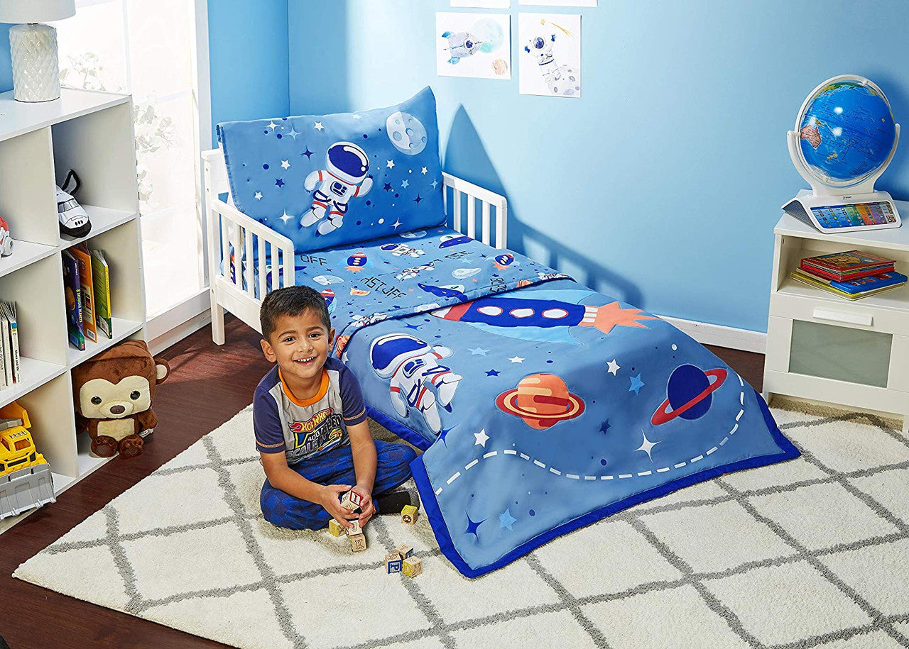 Everyday Kids 4 Piece Toddler Bedding Set - Outer Space Adventures