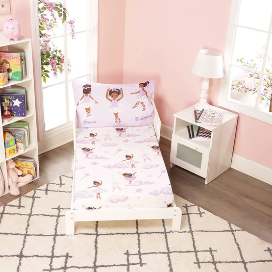 Everyday Kids 4 Piece African American Ballerina Toddler Bedding Set