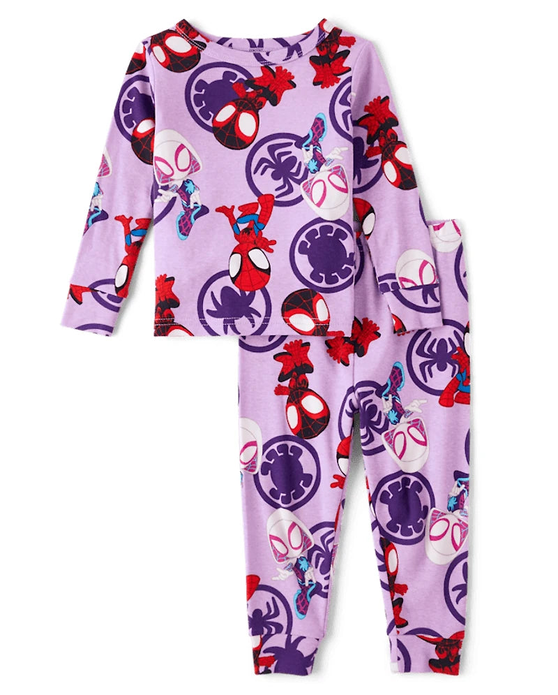 Marvel Spidey Girls 2-Piece Pajama Set – Long Sleeve Top and Pants Sleepwear