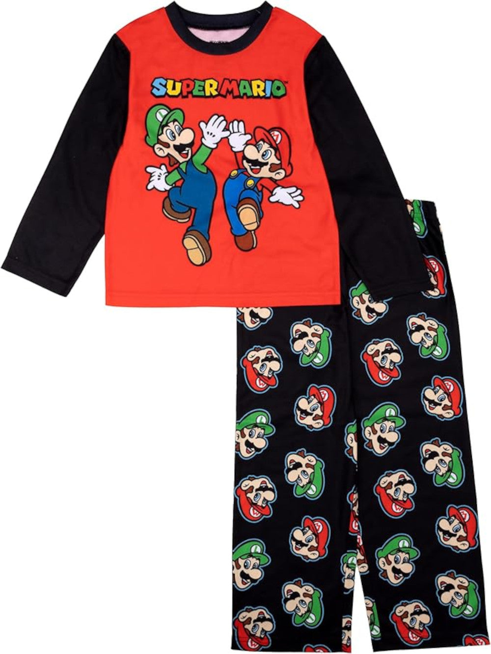 Super Mario Bros Boys 2-Piece Pajama Set – Long Sleeve Top and Pants