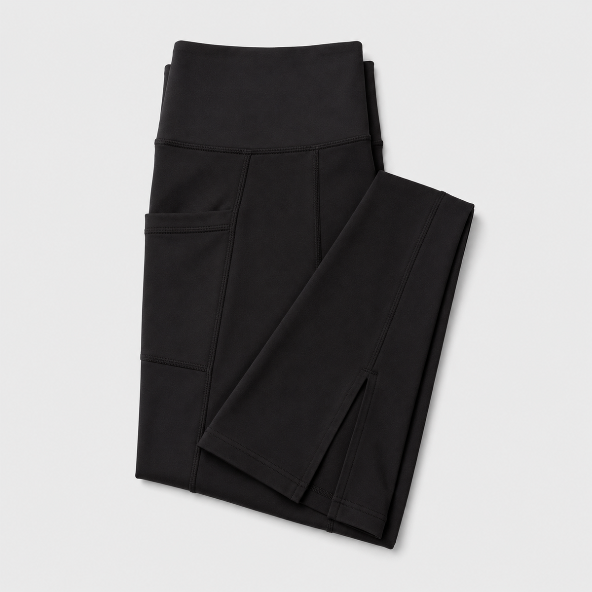 New York Laundry Women's High-Waisted Flare Yoga Pants with Side Pockets and Hem Slits, Jet Black