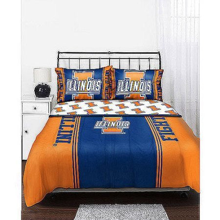 NCAA Illinois Fighting Illini Comforter and Sheets Set - Bed in a Bag (Full Size)