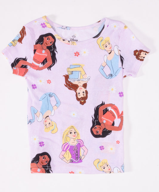 Girls’ Princess 4pc Pajama Set – Moana, Cinderella, Rapunzel & Belle – 2 Tops, Shorts & Pants