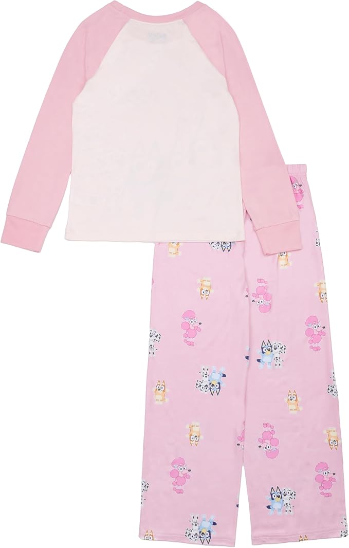 Bluey Toddler Girls Pajama Set Long Sleeve Top and Pink Pants with Character Print Sleepwear Sizes 2T 3T 4T