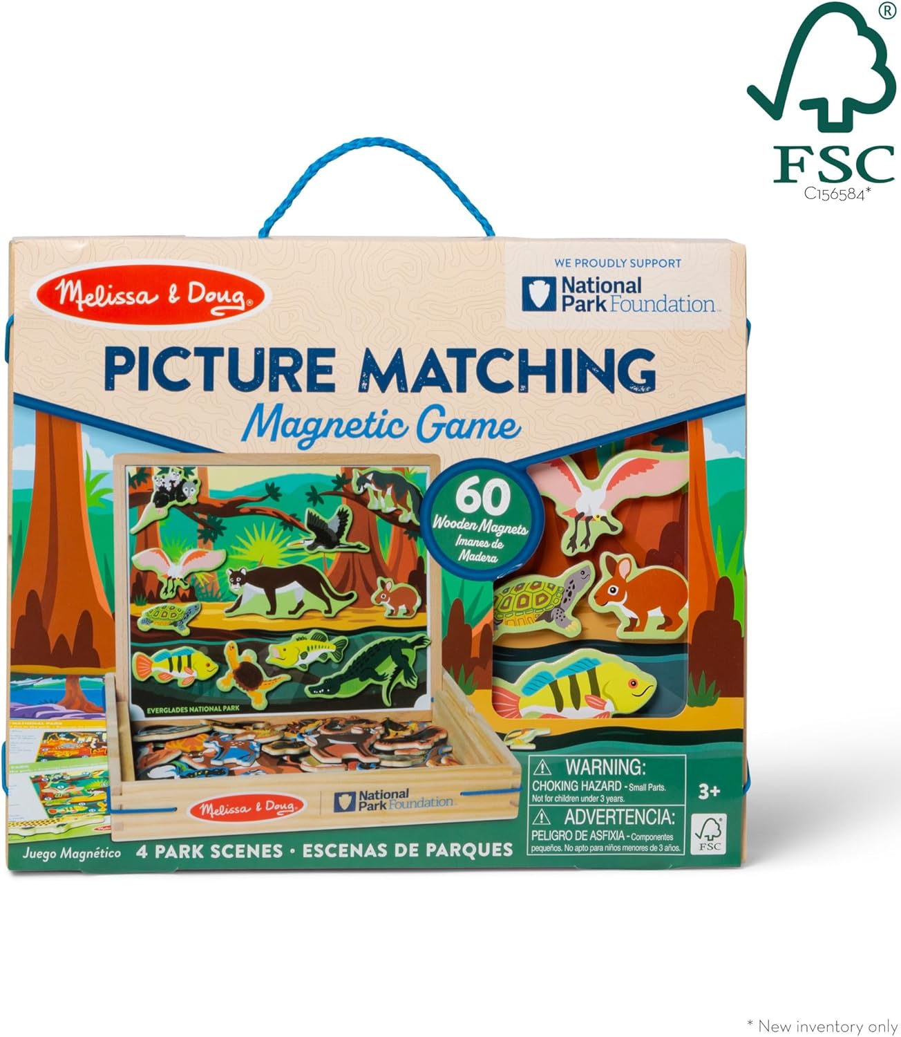 Melissa & Doug National Parks Wooden Picture Matching Magnetic Game, Animal Magnets Activity Toy for Kids Ages 3+