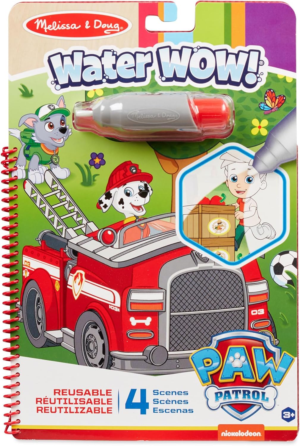 Melissa & Doug PAW Patrol Water Wow! Marshall Water Reveal Travel Activity Book, Reusable Coloring Pad for Kids Ages 3+