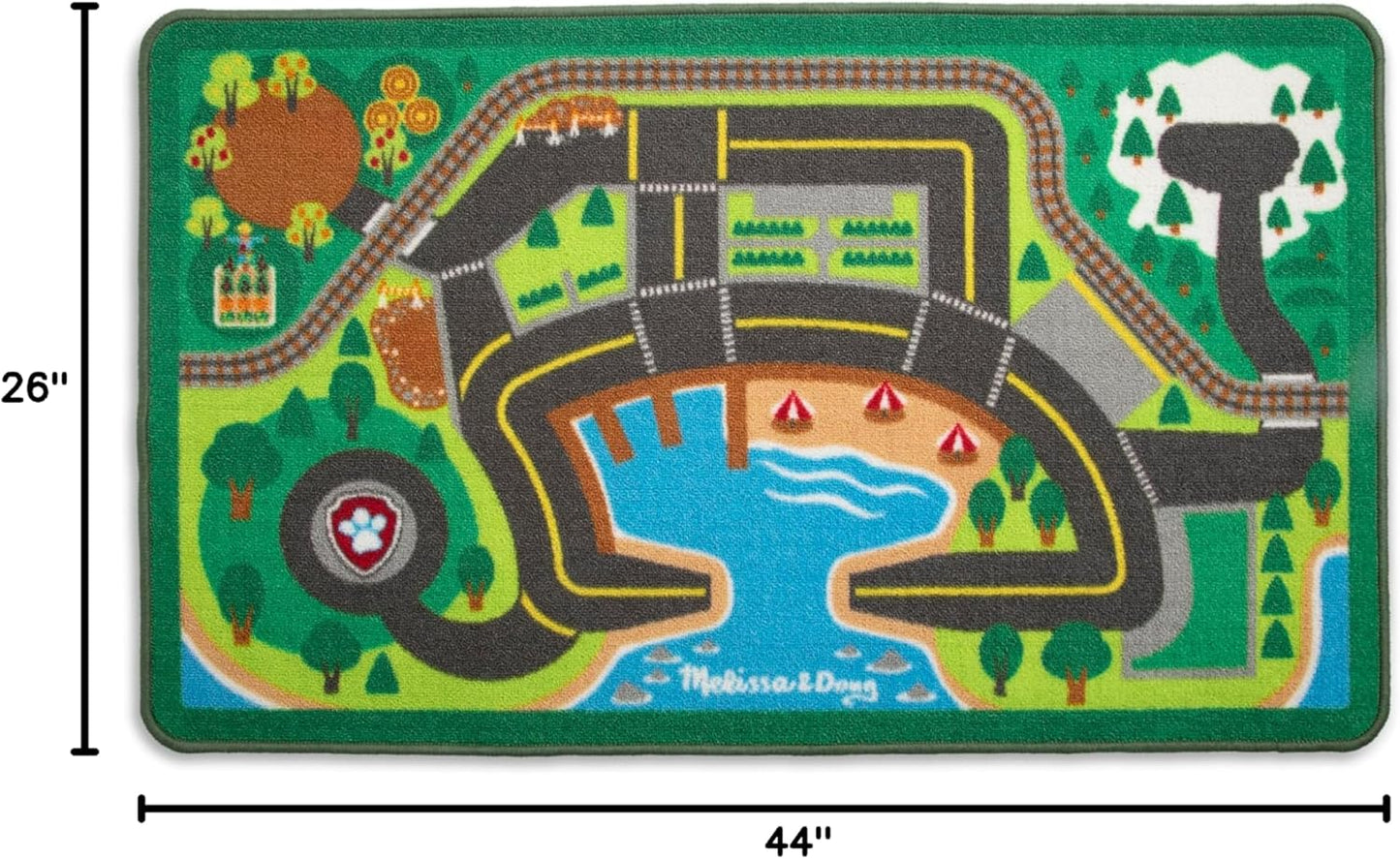 Melissa & Doug PAW Patrol Adventure Bay Activity Rug, 22-Piece Town Play Mat with Wooden Vehicles & Figures for Kids Ages 3+
