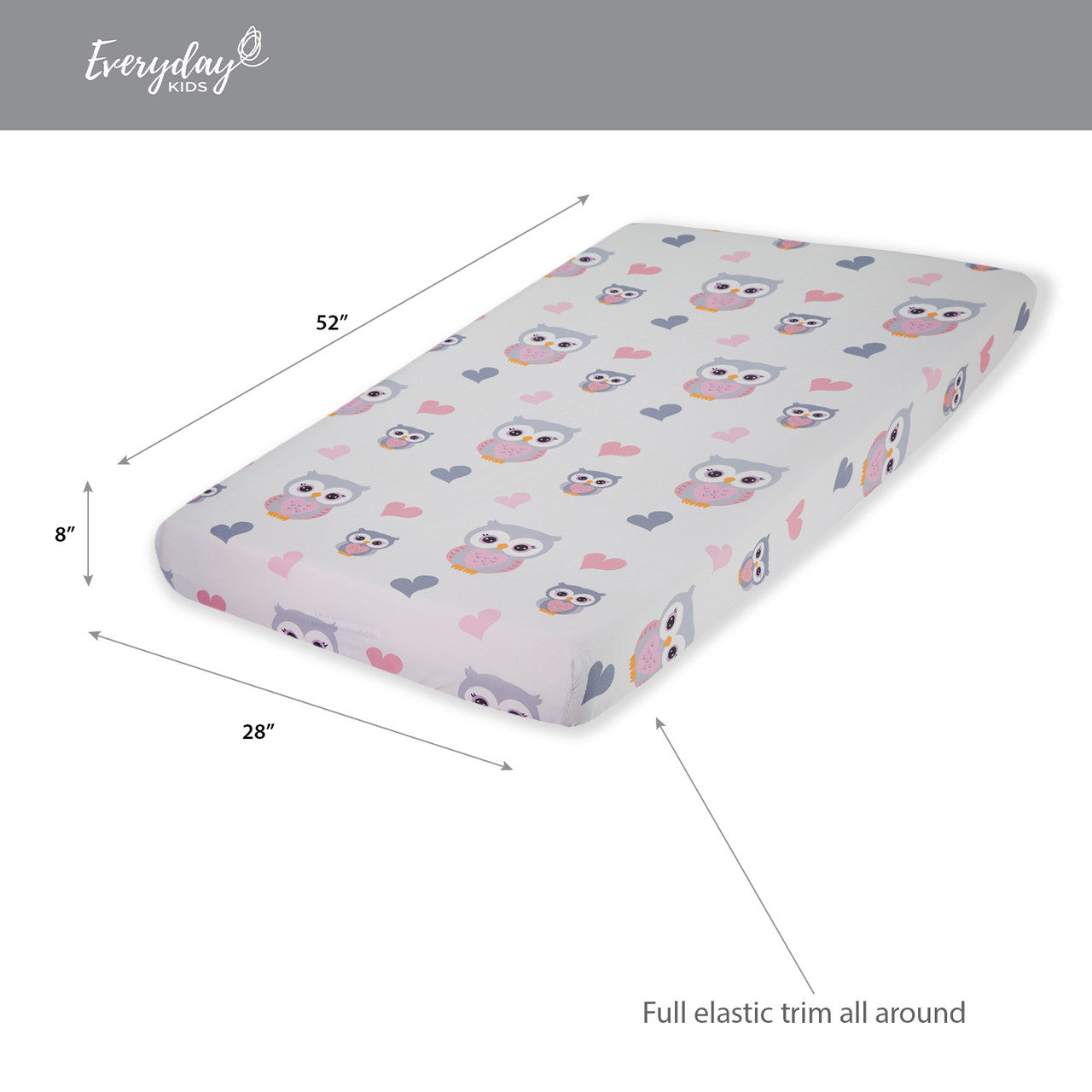 EVERYDAY KIDS 2 Pack Fitted Girls Crib Sheet - Sweet Owls/Pink