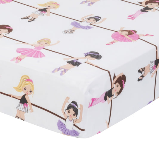 Everyday Kids Fitted Crib Sheet - Born to Dance Ballerina