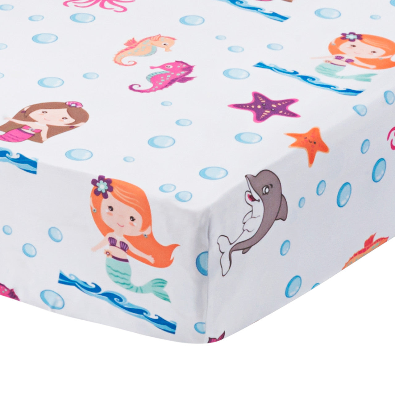 Everyday Kids 2 Pack Fitted Girls Crib Sheet - Mermaid/Aqua