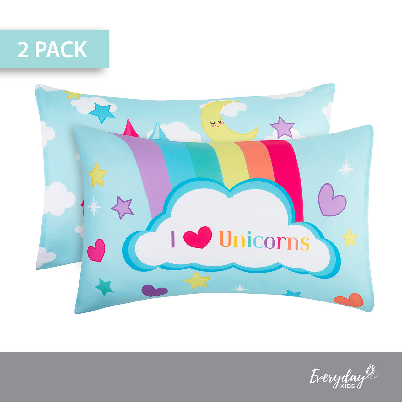 EVERYDAY KIDS Unicorn 2 Pack Pillowcase Set