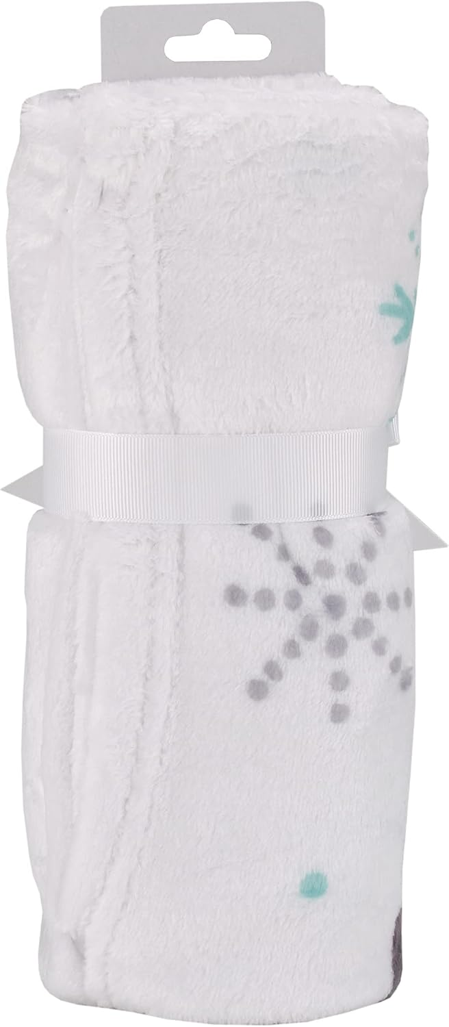 NoJo Winter Penguin "Let It Snow" Photo Op Baby Blanket, 30 x 40 Inches, Blue and White