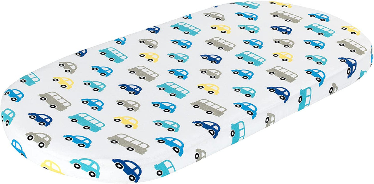 Everyday Kids 2 Pack Bassinet Sheets - Cars/Chevron