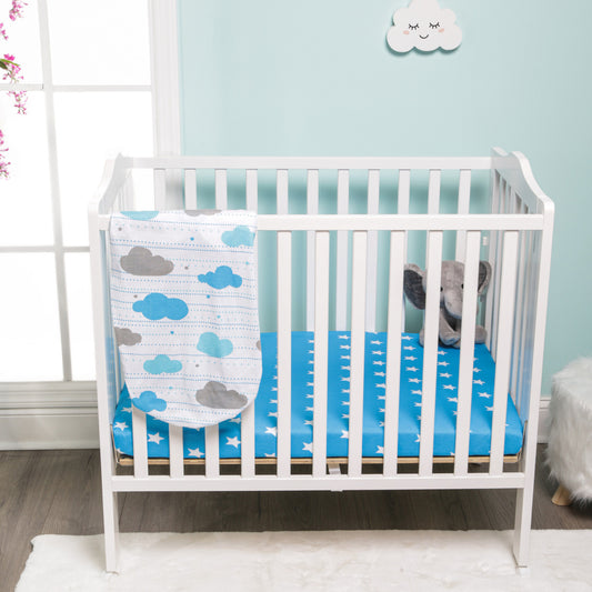 EVERYDAY KIDS 2 Pack n Play and Portable Crib Mattress Sheets - Stars/Clouds