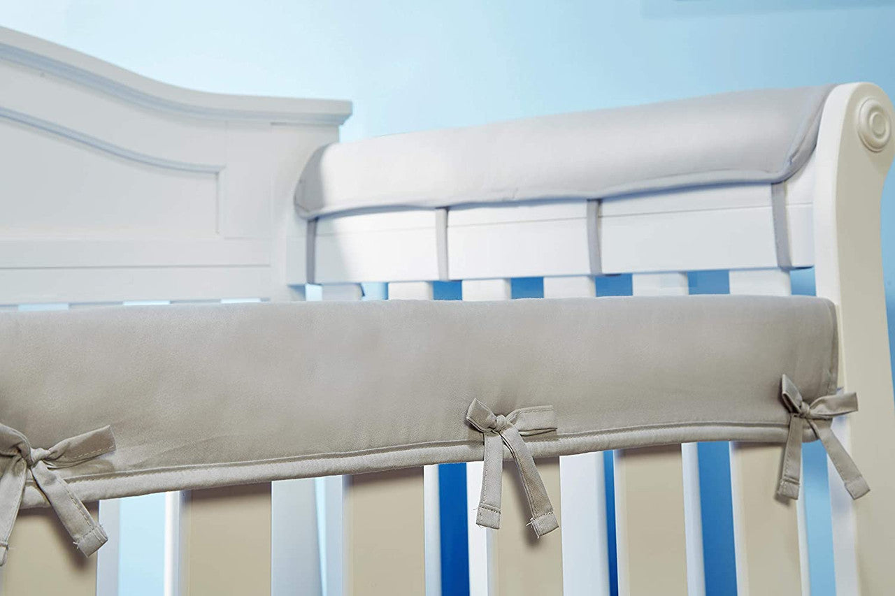 Everyday Kids 3-Piece Padded Baby Crib Rail Cover Set - Grey