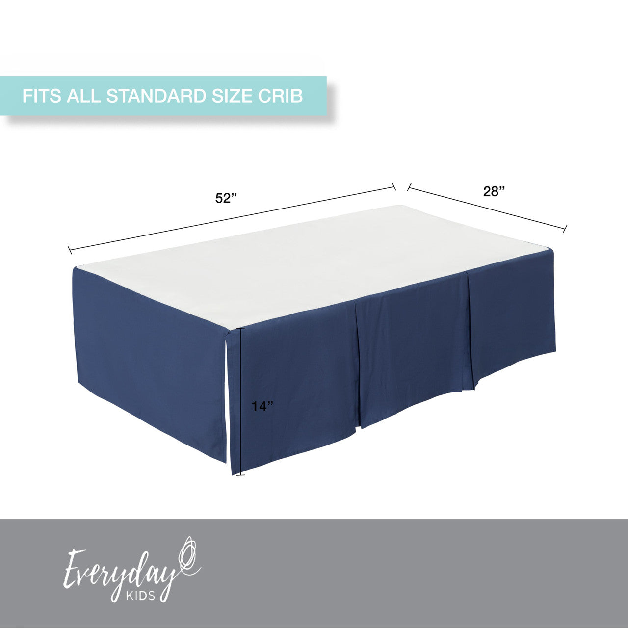EVERYDAY KIDS Navy Pleated Crib Skirt