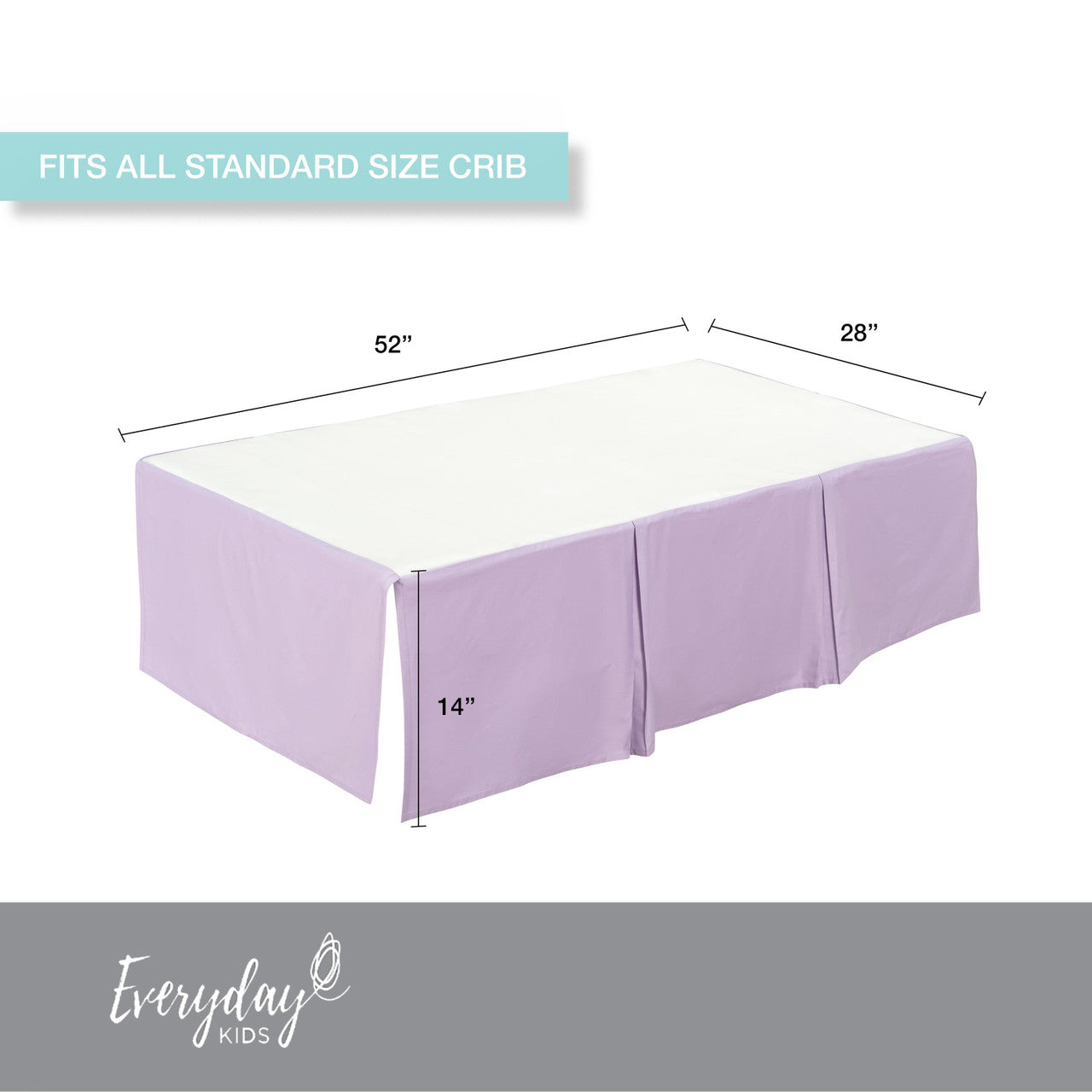 EVERYDAY KIDS Purple Pleated Crib Skirt