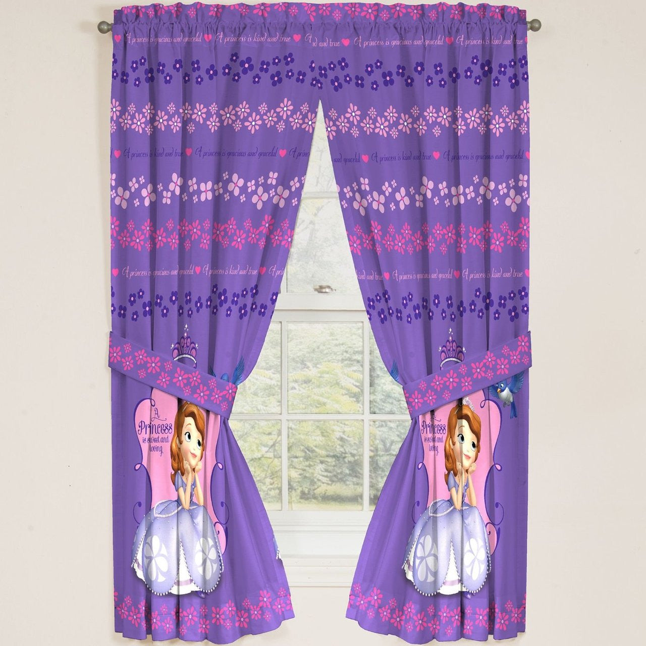 Disney Junior Sofia the First Princess Drapes Panels Curtains, Set of 2 (42" x 63")