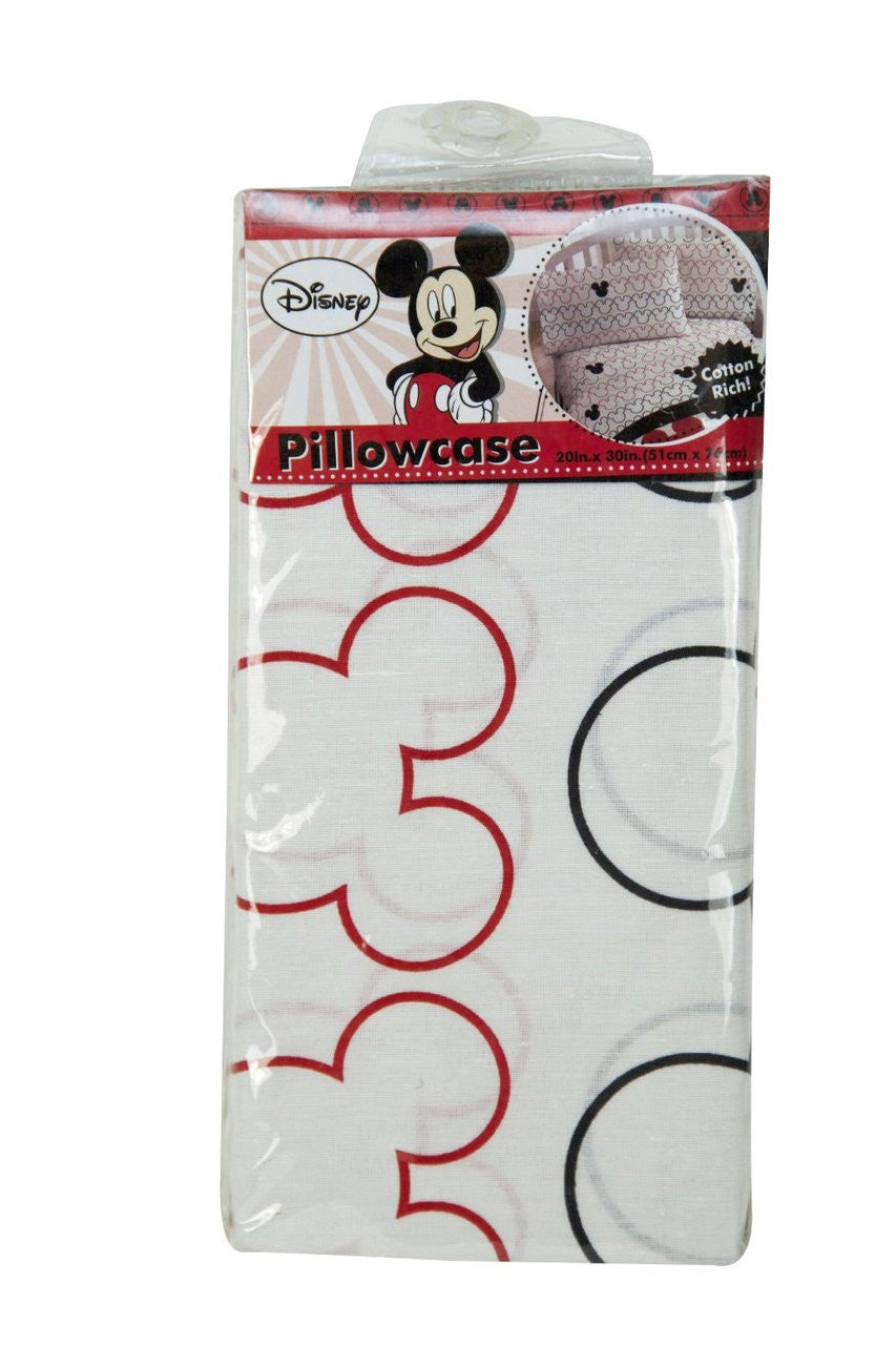 Disney Mickey Mouse Standard Pillowcase Black/Red/White