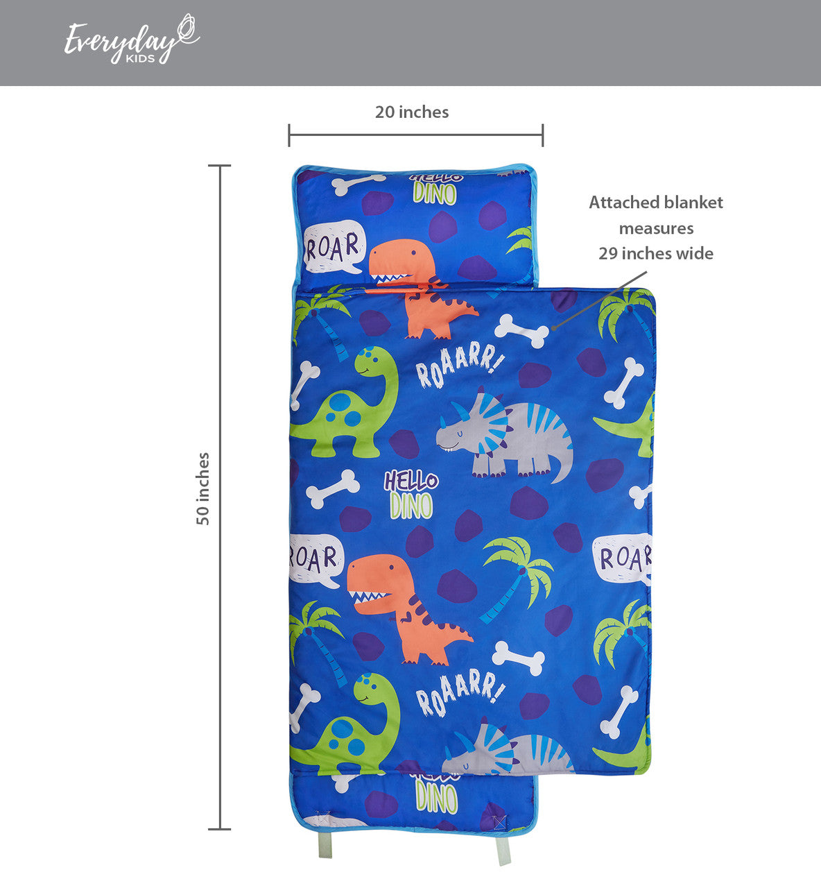 Everyday Kids Nap Mat with Removable Pillow - Roarin' Dinos