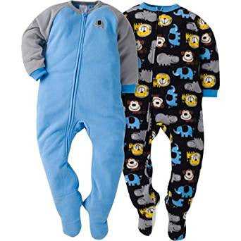 Gerber Baby Boys 2-Pack "Jungle" Sleepers Bodysuit