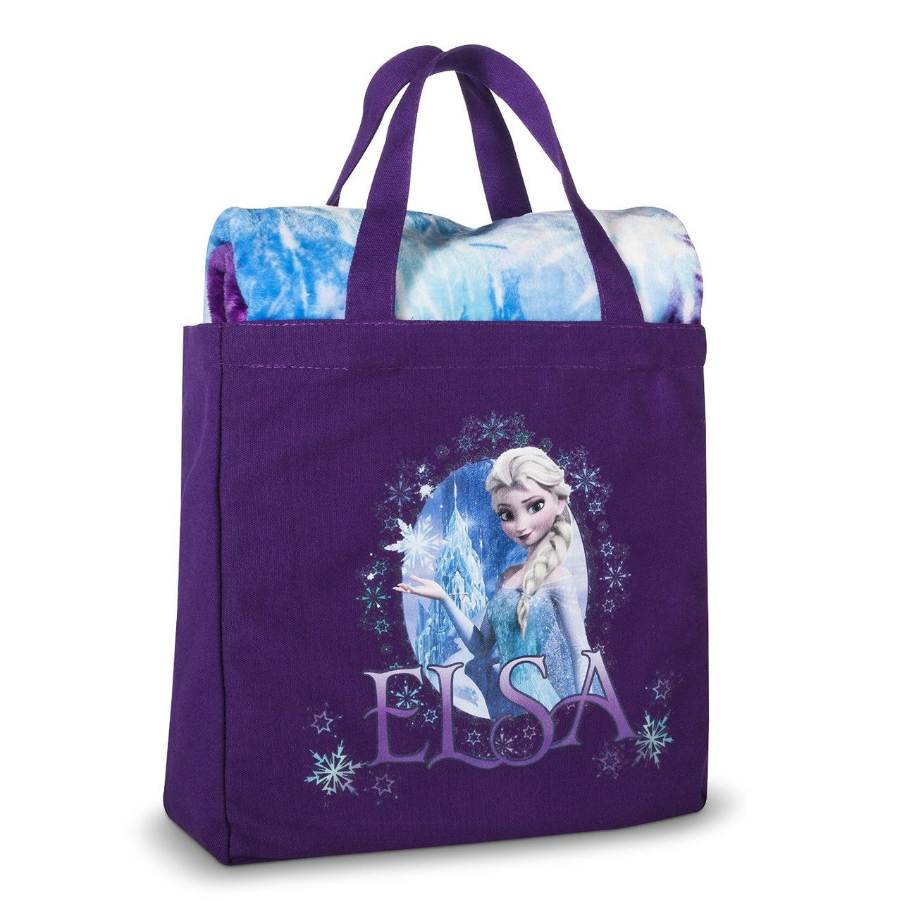 Disney Frozen Elsa 2 Piece Silk Touch Throw & Canvas Tote Set - Purple
