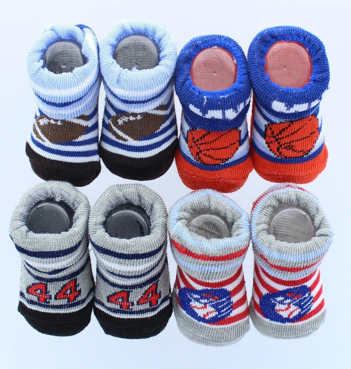 Wee Tots Baby Boys' "Super Sports" 8-Pack Socks / Booties - 0-12 Months