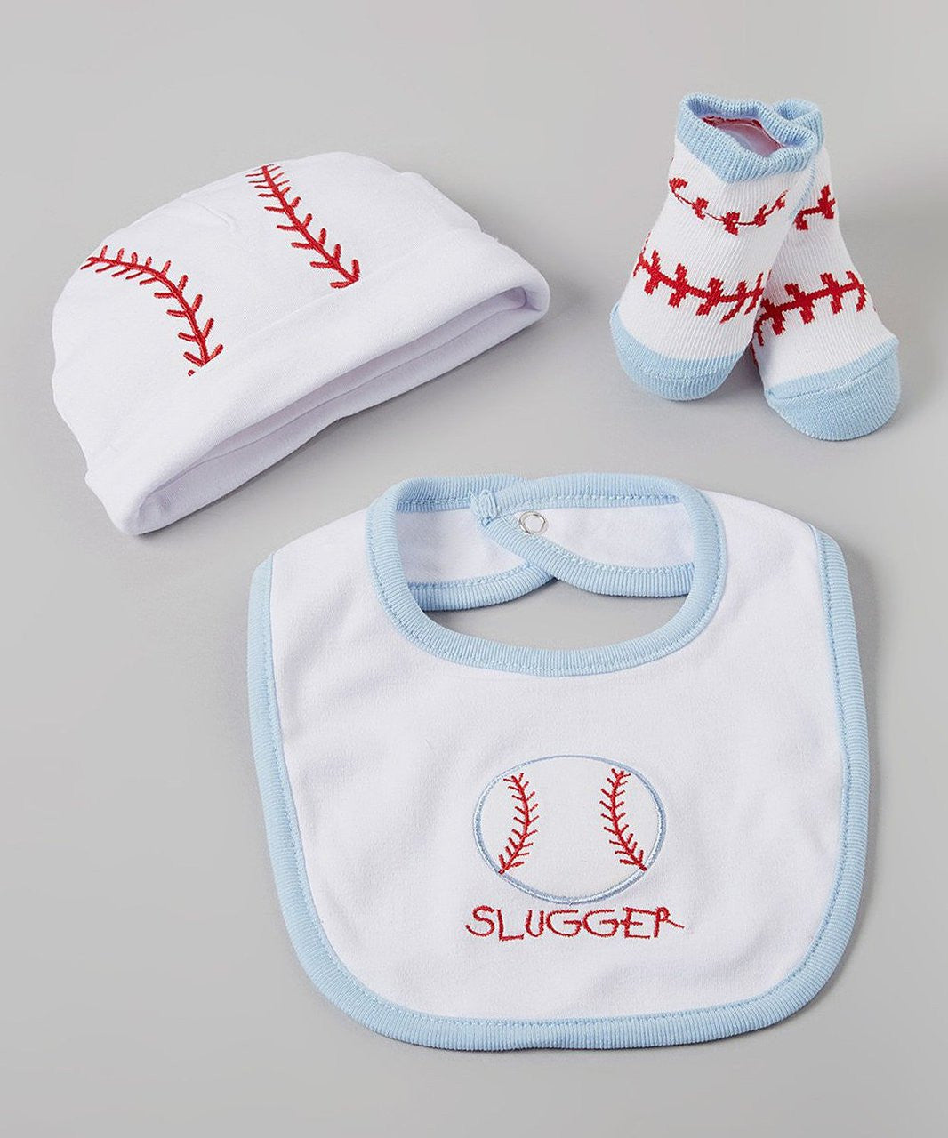 Lovespun Baby Boy Baseball Hat, Socks, and Bib Gift Set
