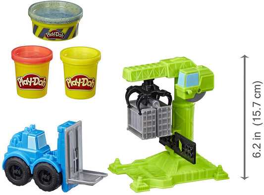 Play-Doh Wheels Crane and Forklift Construction Toys with Non-Toxic Cement Buildin' Compound Plus 2 Additional Colors