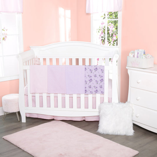 EVERYDAY KIDS 4 Pack Flannel Receiving Baby Blanket Set - Roses/Pink Diamond
