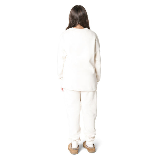 EVERYDAY KIDS Girls’ Fleece Off-White Crewneck Sweatshirt