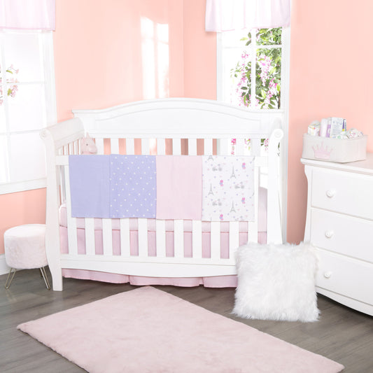 EVERYDAY KIDS 4 Pack Flannel Receiving Baby Blanket Set - Paris/Polka Dots
