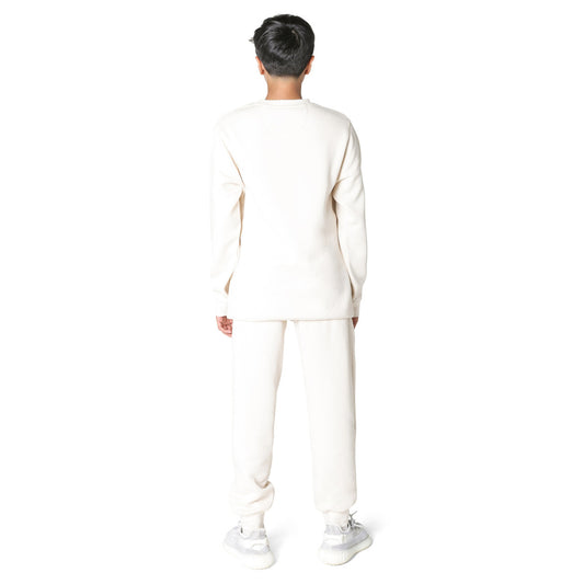 EVERYDAY KIDS Boys’ Fleece Off-White Crewneck Sweatshirt