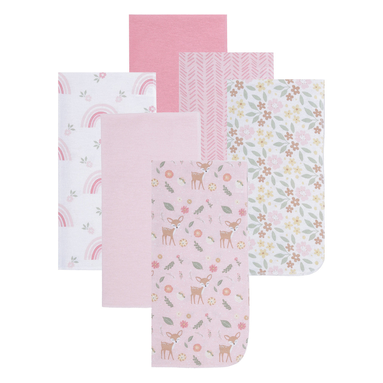 EVERYDAY KIDS 12 Pack Burp Cloths - Woodland/Flowers/Rainbow