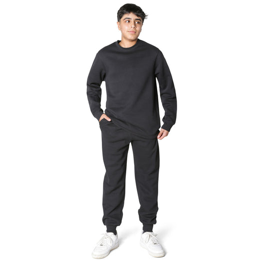 EVERYDAY KIDS Boys Black Cotton Fleece Sweatpants Joggers with Pockets