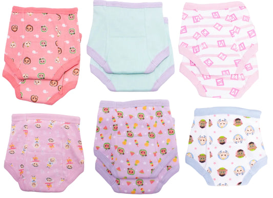 CoComelon Toddler Girls 10-Pack Potty Training Pants, JJ Bella and Cece Underwear Set with Bonus Chart, Multicolor.