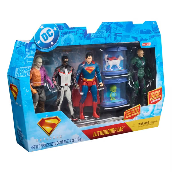 DC Studios Superman Luthorcorp Lab Target Exclusive Action Figure Playset, 6-Pack with Slime Chambers, Krypto & Lex Luthor