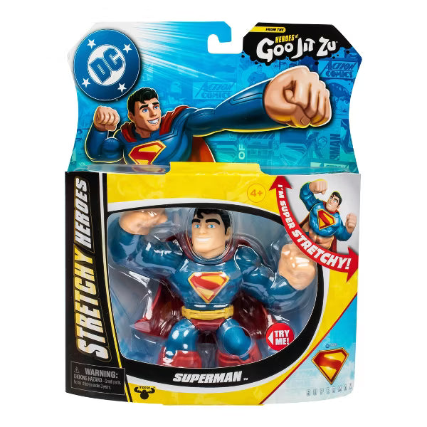 DC Superman Stretchy Heroes Action Figure, 4.5" Squishy Super Hero Toy by Moose Toys, Ages 4+