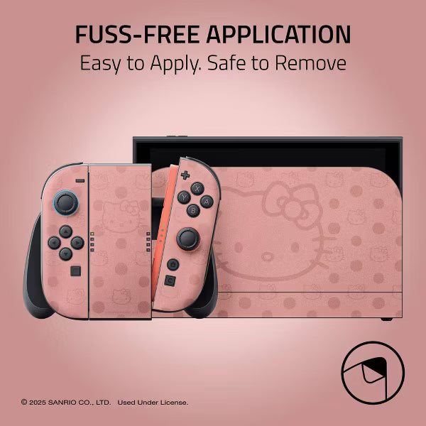 Sanrio Hello Kitty Skin Kit for Nintendo Switch Console, Dock & Joy-Con Decal Wrap, Dusty Rose Pink Polka Dot Protective Vinyl Sticker