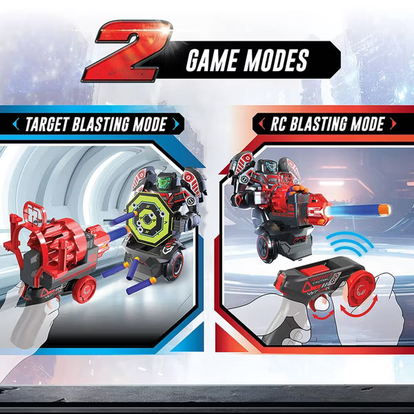 Silverlit Robo Rapidfire 2-in-1 Remote Control Blasting Robot, Motorized Dart Blaster with Rotating Barrel, LED Visor & 2 Game Modes, Ages 5+