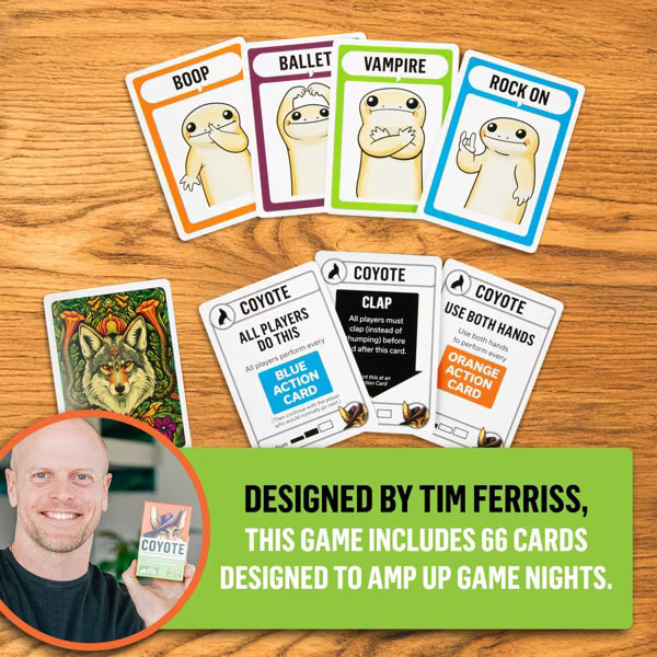 Exploding Kittens Coyote Card Game by Tim Ferriss, Fast-Paced Action Party Game for Family & Game Night, Ages 10+, 3-8 Players