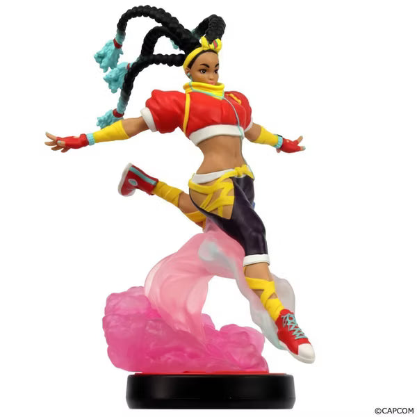 Nintendo amiibo Street Fighter Kimberly Figure, Official Capcom Licensed NFC Character Figure for Nintendo Switch, Pink, Red and Yellow