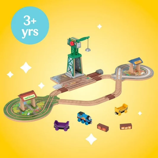 Thomas & Friends Wooden Railway Sodor Cargo Delivery Train Set, Wooden Train Playset with Cargo Accessories for Kids Ages 3+