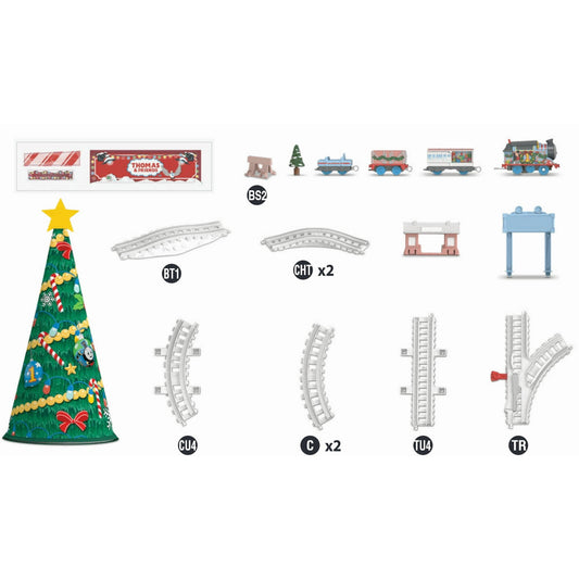 Fisher-Price® Thomas & Friends™ Thomas Christmas Train Set, Holiday-Themed Wooden Train Playset for Kids and Preschoolers