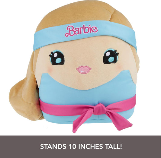 Barbie Cuuutopia Plush Doll, 10-Inch Soft Pillow Doll with ’80s-Inspired Workout Look, Tactile Tie Belt & Long Ponytail, Collectible Toy