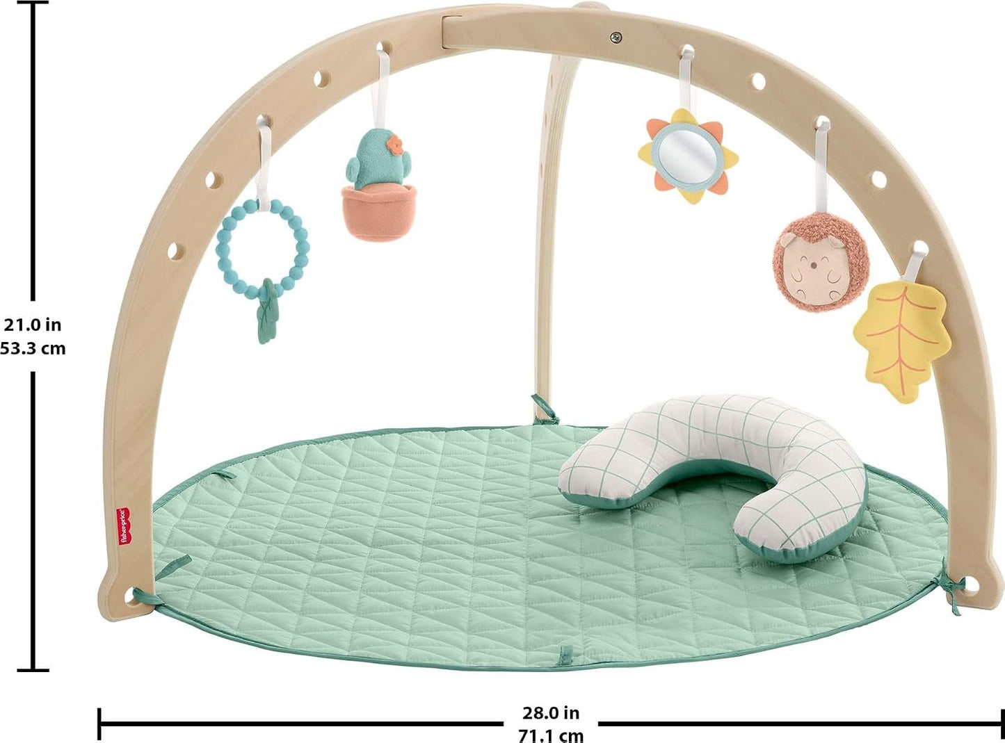 Fisher-Price Wood Baby Playmat Lay & Play Deluxe Activity Gym with Wooden Frame & Tummy Time Sensory Toys, Newborns 0+ Months