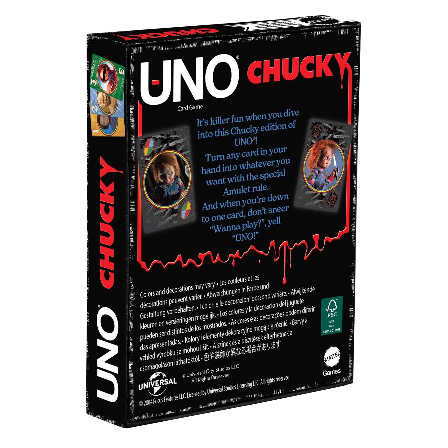UNO Fandom Chucky Card Game, Collectible Horror Edition UNO Deck for Family Game Night and Fans