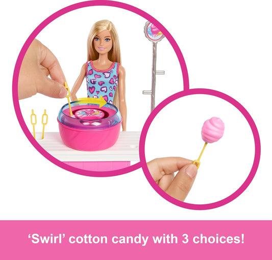 Barbie Mysteries: Beach Detectives Malibu” Doll & Cotton Candy Game Booth Playset